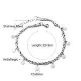 Double Layer Coin Disc Pendant Anklets - Gold Colour Stainless Steel Anti-allergic Rope Chain Jewellery - The Jewellery Supermarket