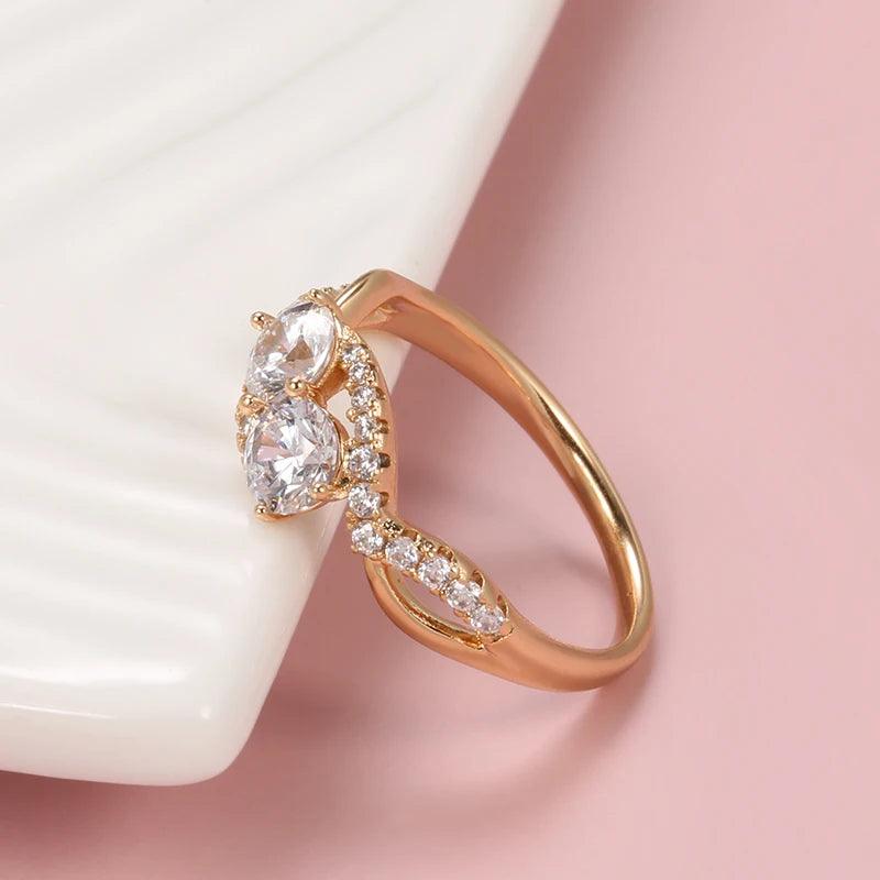 Superb Rolled 14K Rose Gold Micro-wax Inlay AAA Zircon Diamonds Ring High Quality Fine Jewellery