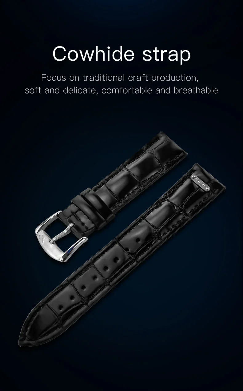 PLAYBOY Casual Simple Automatic Mechanical Men's Watches Original Waterproof Calendar High Quality Watch for Men