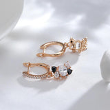 Luxury Party Jewellery Full Geometric 14K Filled Rose Gold Black White AAA Zircon Crystals Earrings for Women