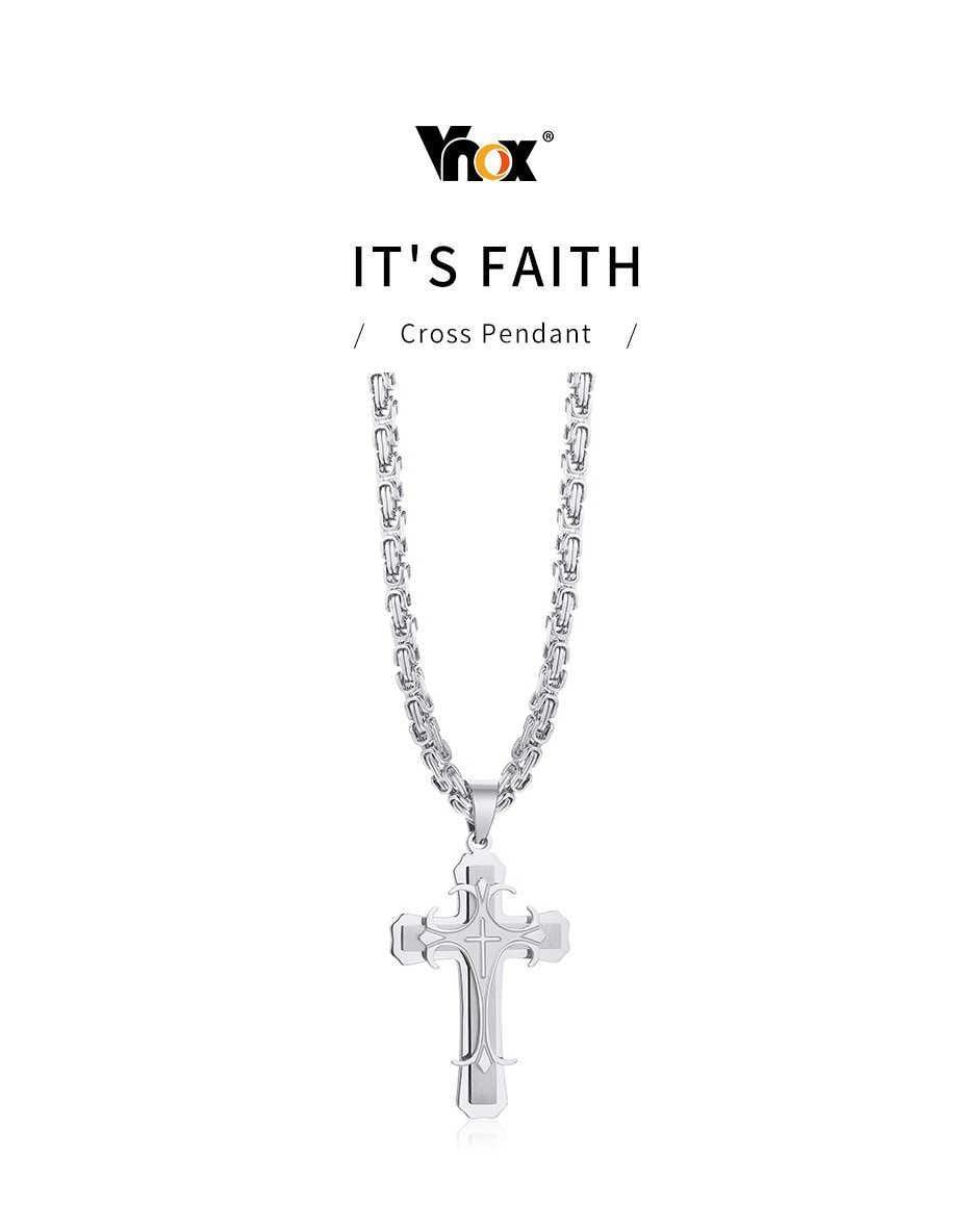 Amazing Cross Necklace For Men - Byzantine Gold Colour Stainless Steel Chain Catholic Crucifix Pendant - The Jewellery Supermarket