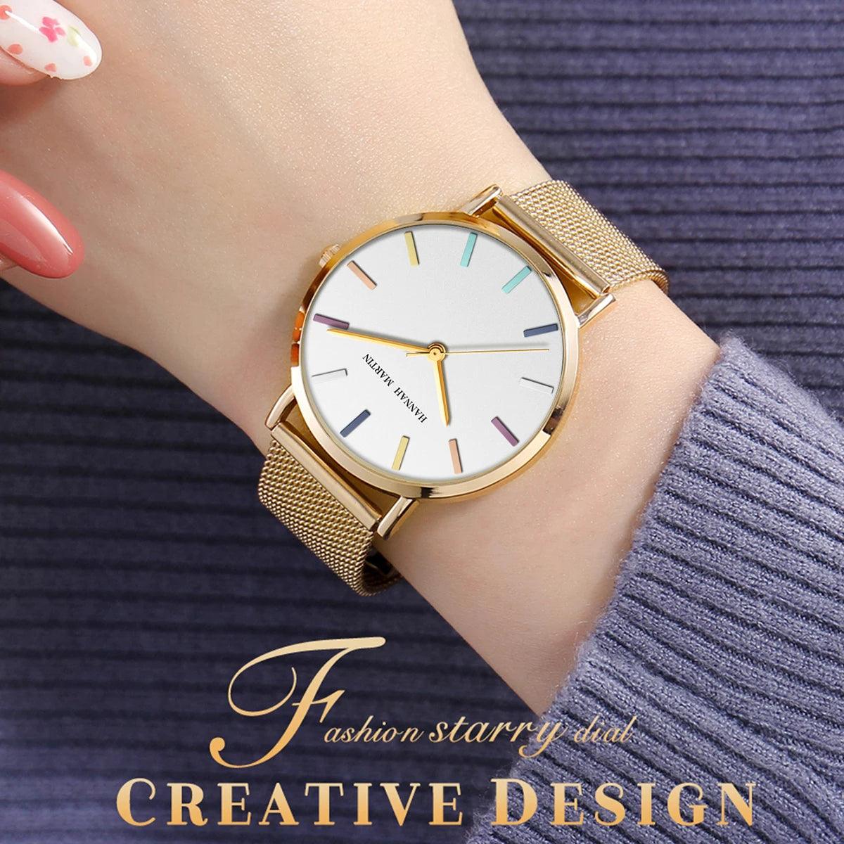Elegant Luxury Brand Fashion Rosegold Colour Stainless Steel Mesh Strap Japanese Quartz Movement Ladies Watches