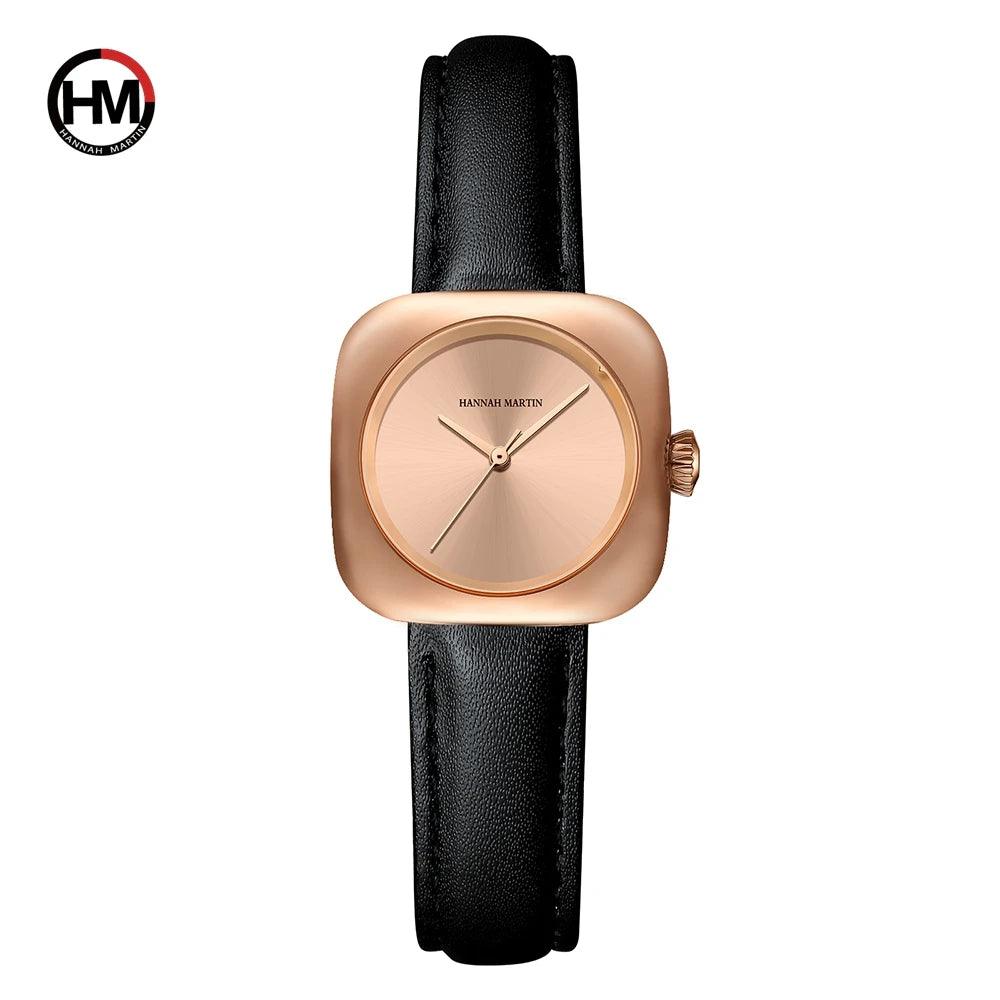 Elegant Minimalist Rose Gold Plated Elliptic Women's Watches,  Square Japanese Movement Casual Fashion Wristwatches
