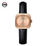 Elegant Minimalist Rose Gold Plated Elliptic Women's Watches,  Square Japanese Movement Casual Fashion Wristwatches