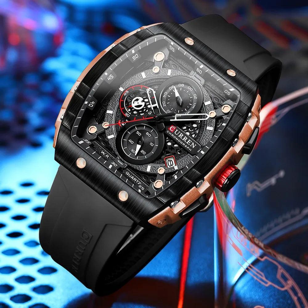 Top Brand Luxury Square Quartz Men's Watches - Waterproof Luminous Chronograph Watches for Men - The Jewellery Supermarket