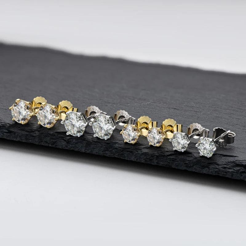 Astounding 1/2/4/6CTW. Moissanite Diamonds Stud Earrings - Sterling Silver for Women and Men Fine Jewellery - The Jewellery Supermarket