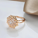 Unusual Vintage Style Flower Big Ring  Filled 14K Rose Gold AAA Zircon Diamonds Fashion Creative  Jewellery Ring