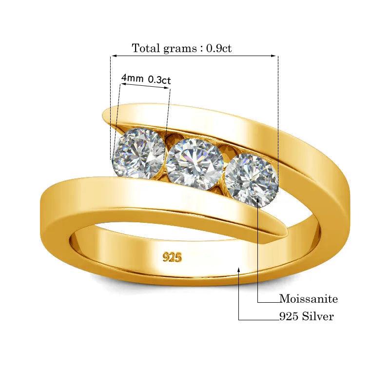Superb 3 Stone Moissanite Diamonds Rings For Woman With Certificate Luxury 925 Silver Engagement Wedding Jewellery