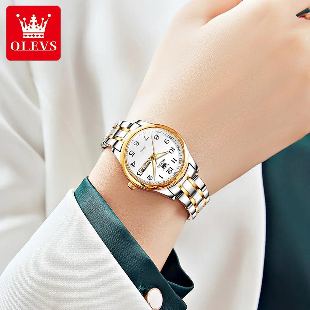 New Original Luxury Brand Stainless Steel Waterproof Quartz Women's Watches- Elegant Date Gift for Ladies