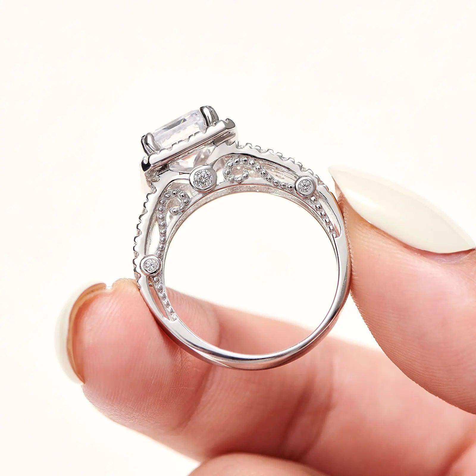 Amazing Marquise or Emerald Cut AAAAA Quality High Carbon Lab Created Diamond Luxury Ring Sets for Women - The Jewellery Supermarket