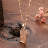 Trendy Elegant Glossy 14K Rolled Rose Gold Square Pendant Necklace For Women - Party Fine Jewellery