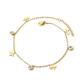 Dainty Gold Colour Stainless Steel Charm Bracelets - Crystal Evil Eyes Tree of Life Hamsa Hand Elephant Chain - The Jewellery Supermarket