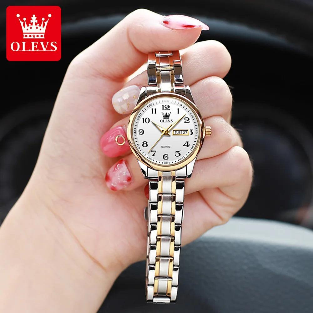 New Original Luxury Brand Stainless Steel Waterproof Quartz Women's Watches- Elegant Date Gift for Ladies