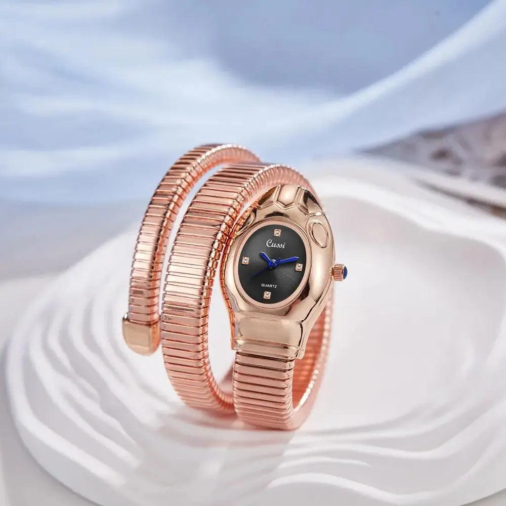 Unique Design Snake Watches for Women - Luxury Stainless Steel Quartz Fashion Lady Dress Jewellery