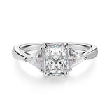 Fabulous Radiant Cut 3ct Full Moissante Diamonds Wedding Engagement Rings - Certified Plated Platinum Silver Rings