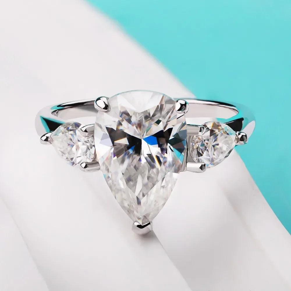 Waterdrop Shape GRA Certified 1-4CT Pear Cut 925 Sterling Silver Moissanite Diamonds Wedding Engagement Rings