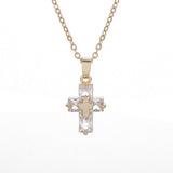 Luxury Delicate Gold Colour Shining AAA Zircon Crystals Cross Pendant Necklace - Religious Amulet Jewellery - The Jewellery Supermarket