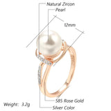 Latest Fashion Geometry 14K Filled Rose Gold and Silver AAA Zircon Pearl Ring for Women Boho Ethnic Jewellery