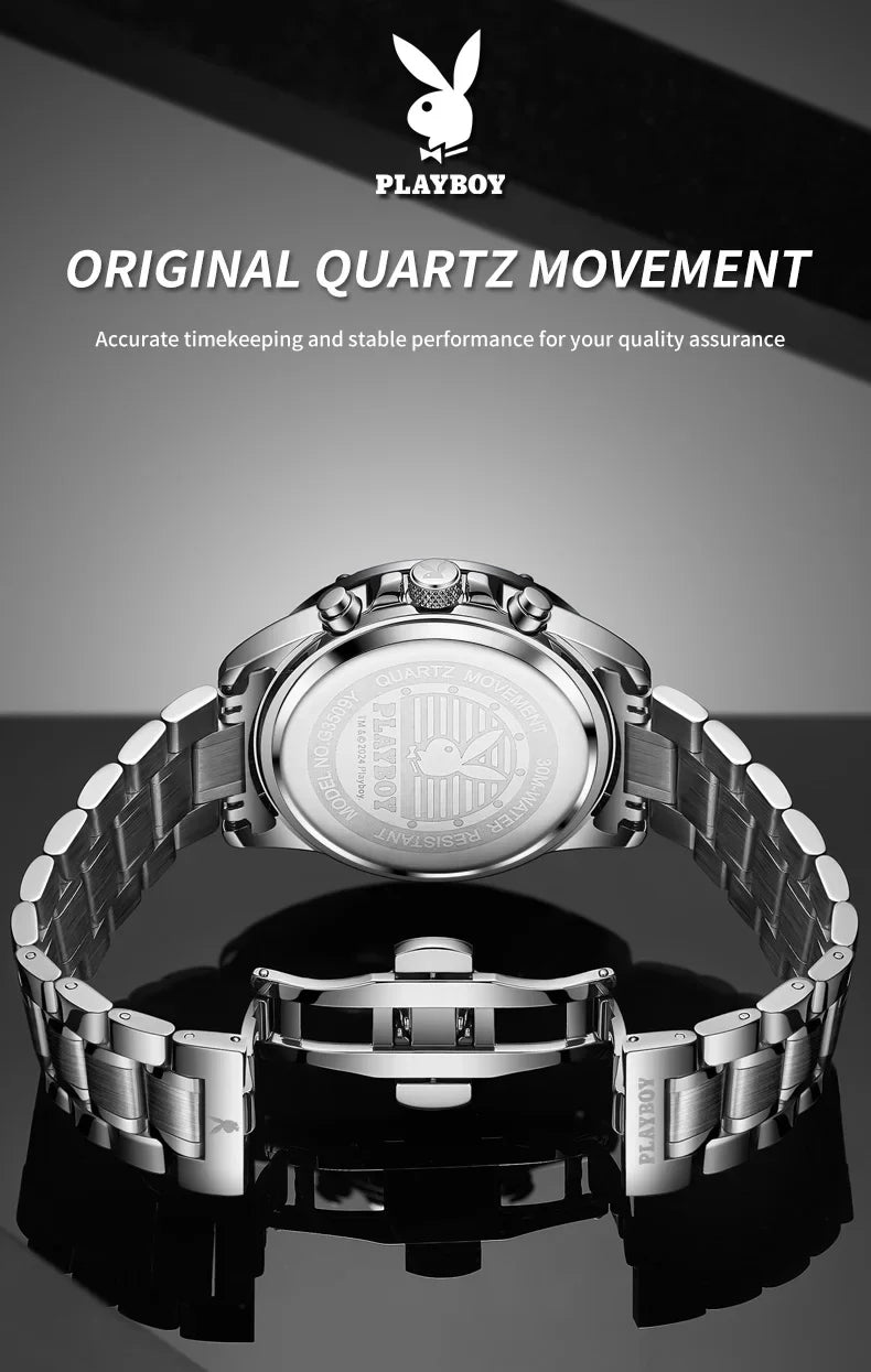 PLAYBOY High Quality Multifunction Best Selling Original Luxury Waterproof Fashion Business Quartz Wrist Watches