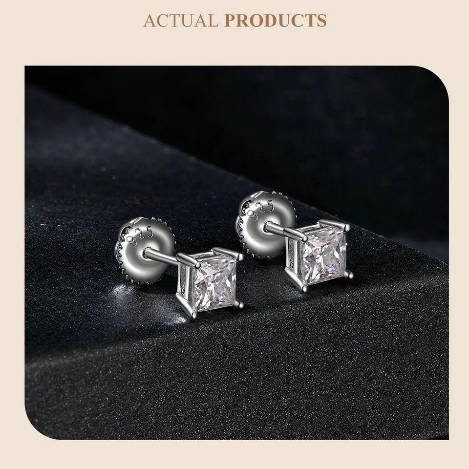 Awesome WGP D Colour VVS1 Clarity 0.5-1ct Moissanite Diamonds Screw Back Earrings , Sterling Silver Fine Jewellery - The Jewellery Supermarket