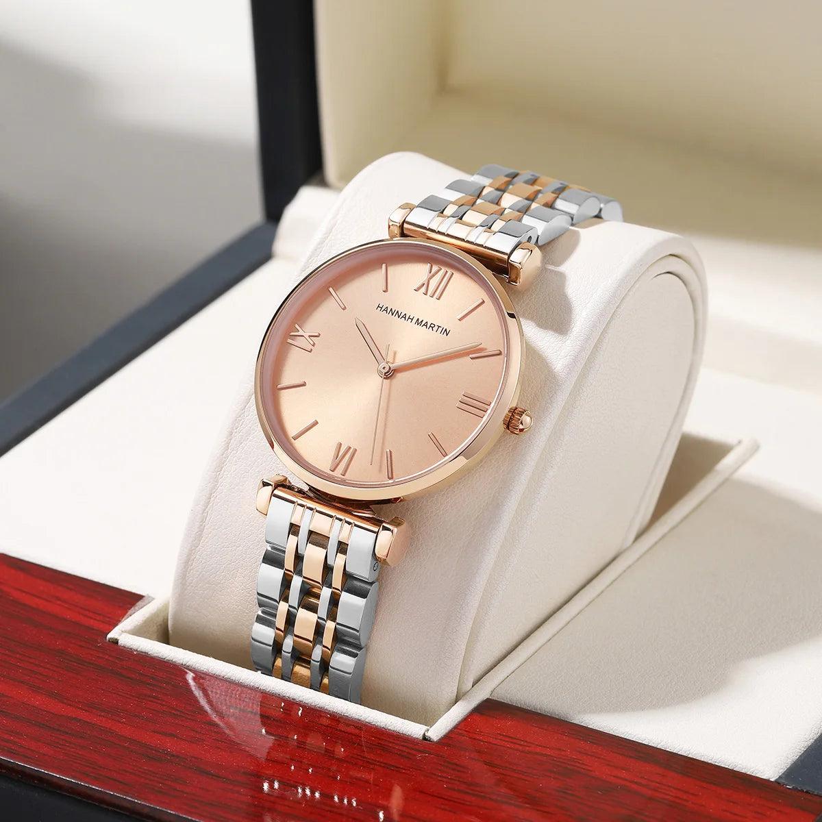 Elegant Ladies Rose Gold Fashion Watch, Stainless Steel Strap Japanese Movement Quartz Waterproof Ladies Watches