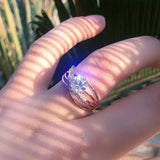 Luxury Rolled 14K Rose Gold AAA Zircon Crystal Geometric Cross Rings for Women  - Ethnic Jewellery