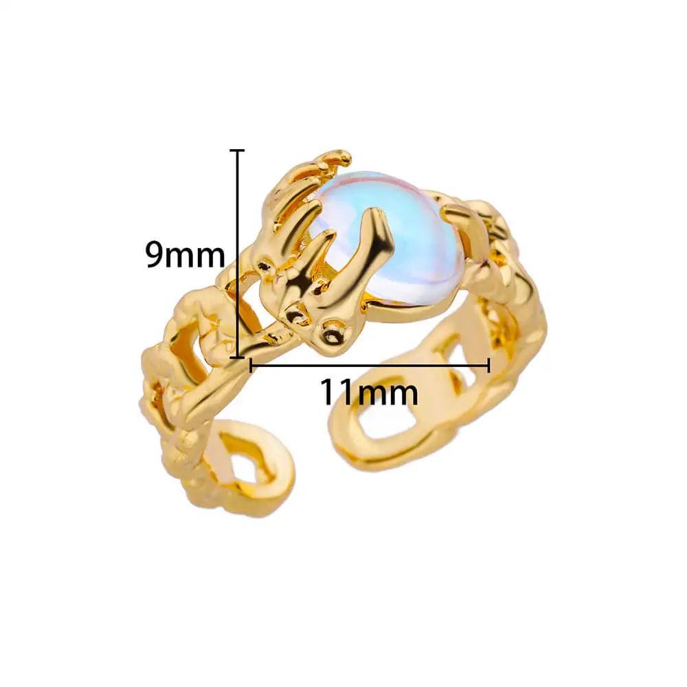 Luxury AAA Zircon Crystals Irregular Stainless Steel Gold Colour Couple Double Layer Rings, Fashion Jewellery - The Jewellery Supermarket