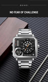 Trendsetter Casual 2 Display Chrono Hipster Waterproof Steel Bracelet Back Light Analog Digital Sport Watches - The Jewellery Supermarket
