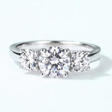 Luxury 3 Stone Round Cut D Colour 4CT Moissanite Diamonds Rings Sterling Silver 18KGP Engagement Wedding Jewellery