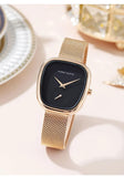 Fashionable Minimalist Style Elegant Ladie's Quartz Wristwatch Wine Barrel Rose Gold or Black Oval Women's Watches