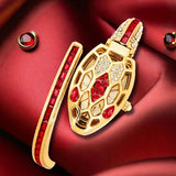 Luxurious Casual Style Honeycomb Case One Piece Women's Steel Band Snake-Shaped Snake Body Red Eye Quartz Watch