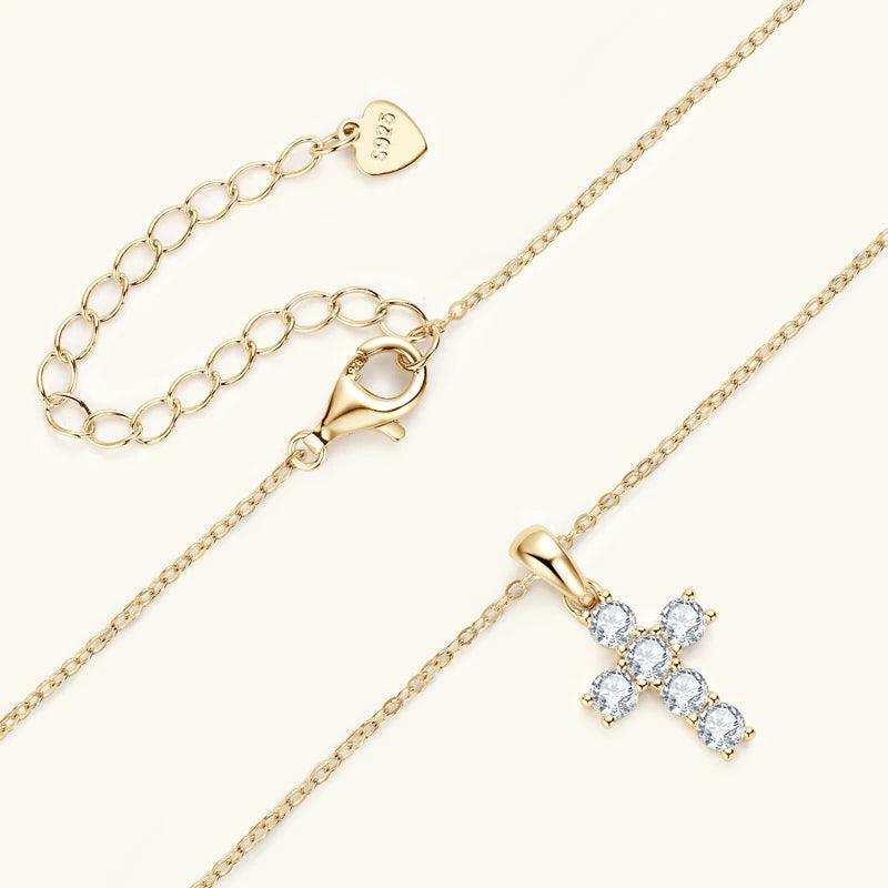 Classic Charming Colour D VVS1 Moissanite Diamonds Cross Necklace - Silver with Certificate Fine Jewellery - The Jewellery Supermarket