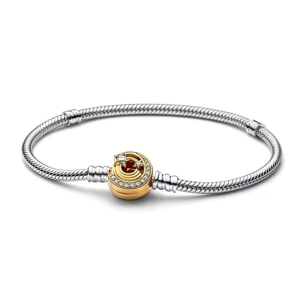 Exquisite Charm Bracelet Sterling Silver Classic Heart-Shaped T-shaped Design Bracelet -  Original Charm Jewellery - The Jewellery Supermarket