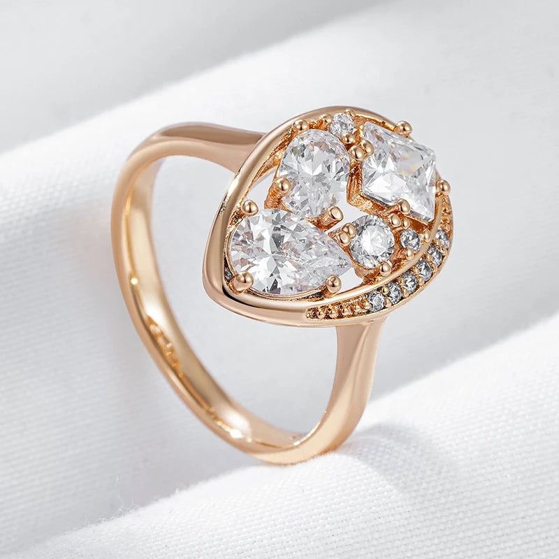 Fashion Unique Filled 14K Rose Gold AAA Zircon Diamonds Daily Fine Jewellery Gifts for Women