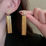 Fashion Statement Long Gold Plated Bling Tassel Earrings For Women and Girls - Stainless Steel Daily Fashion Jewellery - The Jewellery Supermarket