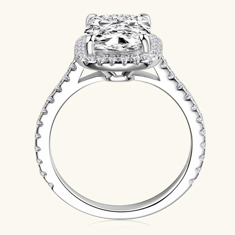 Excellent GRA Certified 4CT Cushion Cut Moissanite Diamond Ring for Women Sterling Silver Wedding Fine Jewellery