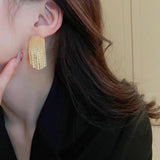 Fashion Statement Long Gold Plated Bling Tassel Earrings For Women and Girls - Stainless Steel Daily Fashion Jewellery - The Jewellery Supermarket