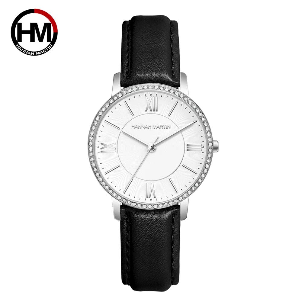 New Elegant Luxury Zircon Diamonds Quartz Movement 34mm Stainless Steel Mesh Leather Strap Casual Fashion Wristwatch