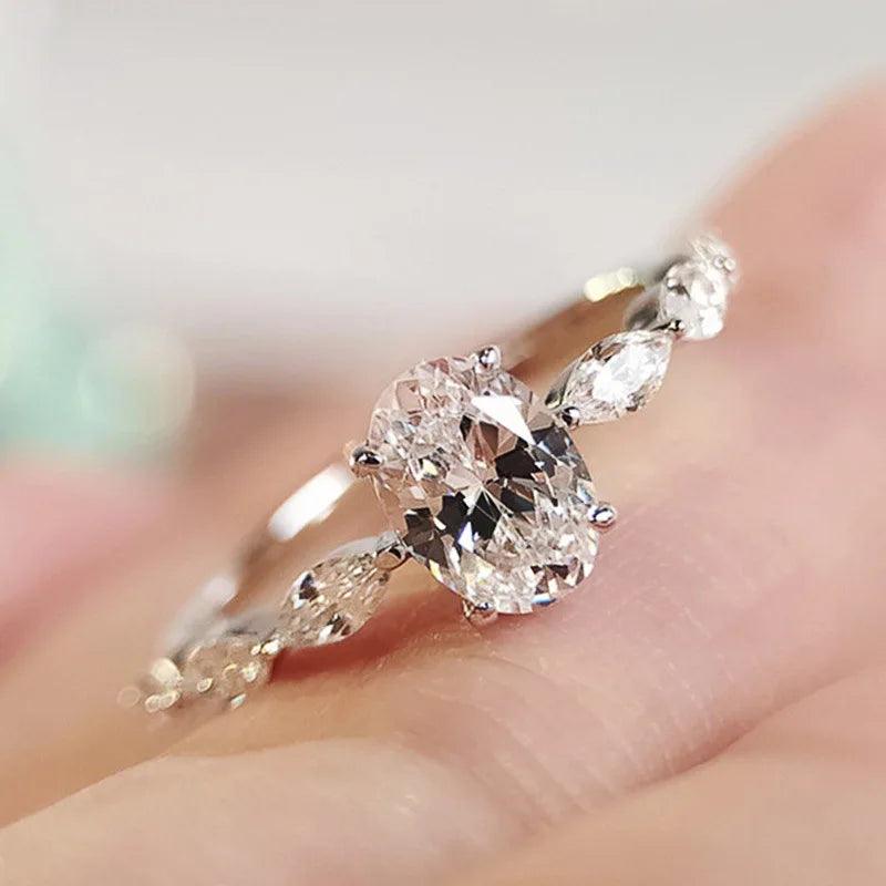 D Colour VVS1 1/2CT Oval Cut Moissanite Diamonds Rings Silver 18K Gold Plated Wedding Engagement Jewellery with GRA