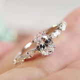 D Colour VVS1 1/2CT Oval Cut Moissanite Diamonds Rings Silver 18K Gold Plated Wedding Engagement Jewellery with GRA