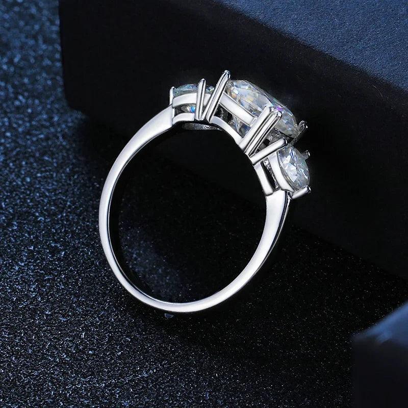 Excellent 3CT GRA Certified Double Halo Moissanite Rings for Women Engagement Wedding S925 Sterling Silver Jewellery