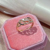 Sensational Rolled 14K Rose Gold Vintage Style Cutout Black and White Zircon Diamonds Rings - Fashion Jewellery
