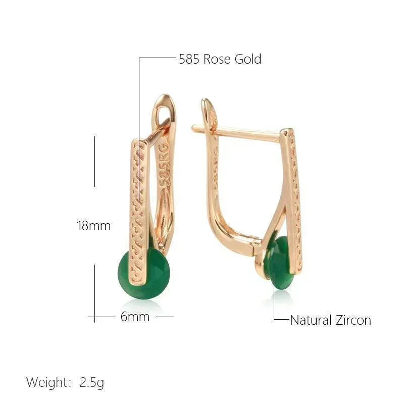 New 14K Rolled Rose Gold AAA Emerald Zircon Crystals Luxury Round Crystal Earrings For Women -  Fine Jewellery