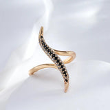Unique Design White And Black AAA Zircon Diamonds Fashion 14K Rolled Rose Gold Daily Fine Jewellery Ring