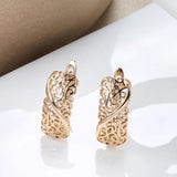 Fashion Ethnic Design 14K Rolled Rose Gold Full Hollow Texture Drop Earrings - Simple Party Daily  Jewellery