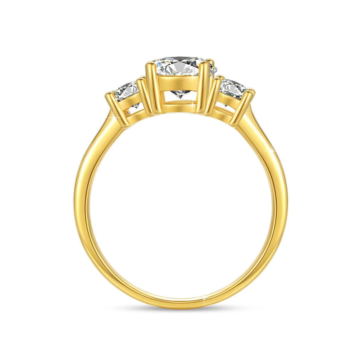 Marvelous 3 Stone Real Initial Luxury 18KGP Moissanite Diamonds Rings Engagement Silver Jewellery With Certificate