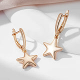 Glossy Stars Filled Rose Gold of 14-Karat Purity Dangle Earrings For Women - Luxury Jewellery Long Earrings