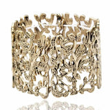 New Vintage Hollow Fashion Jewellery Gold Colour Leaves Elastic Wide Bracelet Bangles For Women