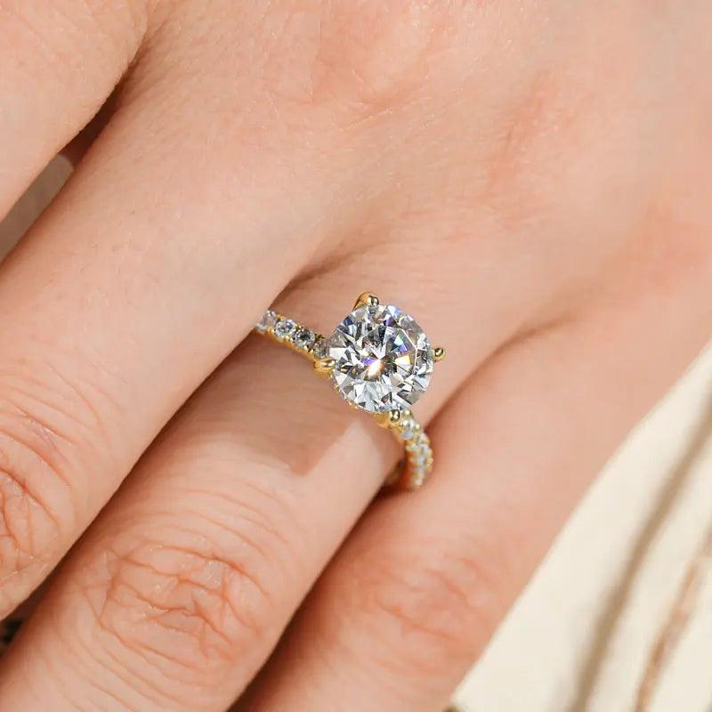 Certified 2CT Moissanite Diamond Solitaire Ring Sparkling Engagement Wedding Rings s925 Silver Wedding Jewellery