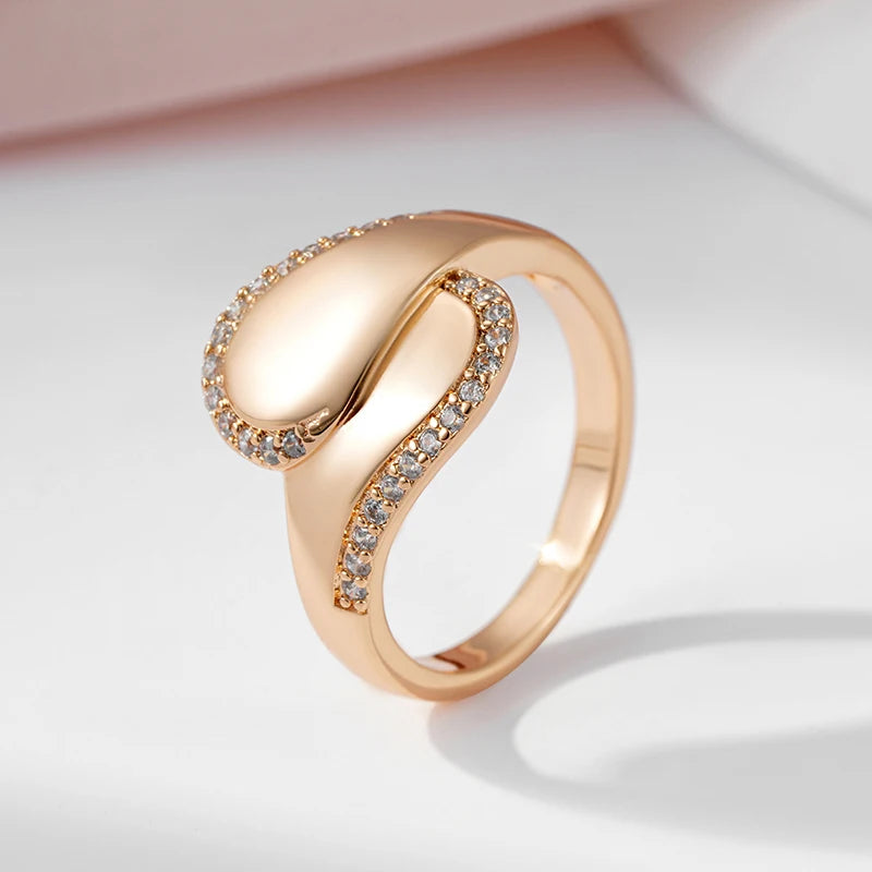 Splendid 14K Rolled Rose Gold Vintage Pave Setting Style Glossy AAA Zircon Diamonds Ring - Fine Jewellery